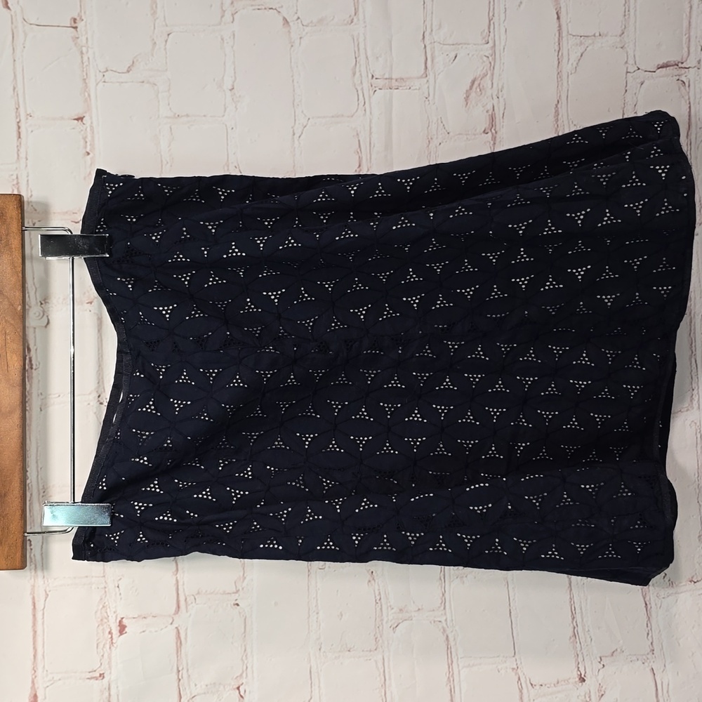 J.Crew Navy Eyelet Floral Lace A-Line Skirt Side Zip Womens Size 4